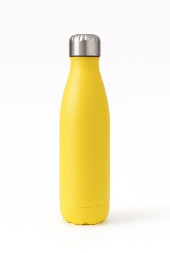 Stainless Steel Water Bottle – 500ml Insulated Flask, Vacuum Double Wall, Leak-Proof, BPA-Free, Keeps Drinks Cold 24h & Hot 12h – Durable Travel Bottle for Sports, Gym & Office (Yellow)