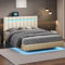 LUTUTU Polsterbett, gepolsterter Schwebebettrahmen mit LED-Leuchten und Kopfteildesign, flächiges Doppelbett-Gästebett in hautfreundlichem Leinen(Beige, 140 x 200 cm)