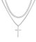 AFSTALR Kreuz Kette Herren Kreuzkette Edelstahl Layered Kreuz Kette Kubanische Kette mit Kreuz Kastenkette Halskette, Kreuz Schmuck Geschenke für Männer Silber 22/24 Zoll