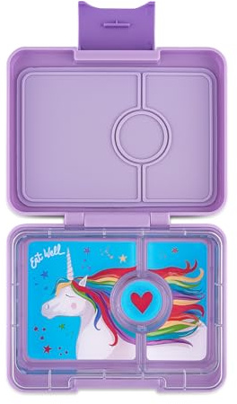 Yumbox Snackbox - Auslaufsicher, BPA-frei, 3-Fach Snackbehälter für Kinder & Erwachsene - Tragbar, Leicht & Einfach zu Reinigen - Ideal für Obst, Gemüse, Cracker & Dips (Lavande Unicorn)