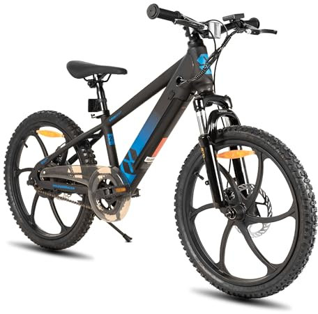 JOYSTAR 20 Zoll Elektrofahrrad für Kinder und Jugendliche ab 7 Jahren mit 250W bürstenlosem Motor, 15 Meilen 15MPH Elektrofahrrad mit abnehmbarem Akku, 6 Speichen Räder Fahrrad, schwarz