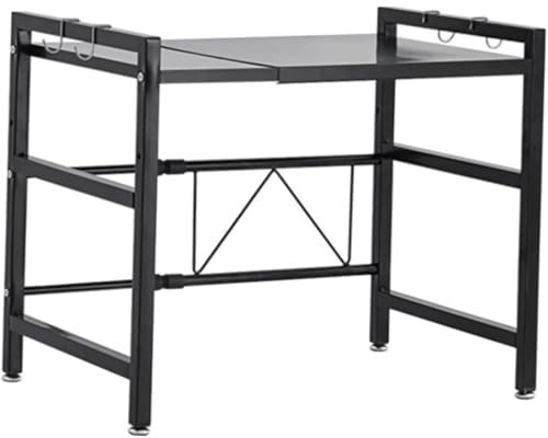 Estante de escritorio extensible retráctil para cocina, baño, oficina, soporte para microondas, color negro
