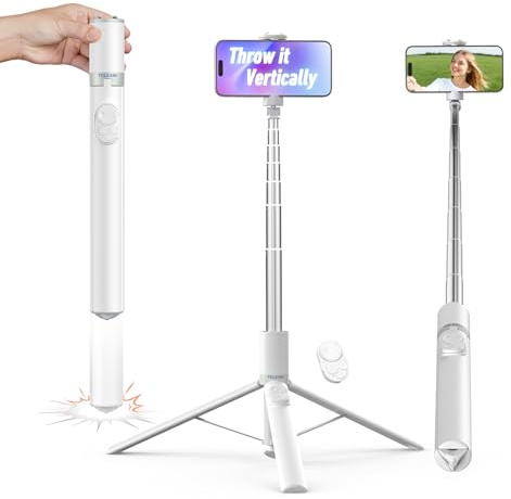 TELESIN 170CM Automatisches Selfie-Stick-Handy-Stativ mit Kamerahalterung | Bluetooth-Zoom-Fernbedienung, 360° drehbar, Schwerkraftsensor öffnet automatisch, für iPhone/Android