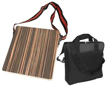 Tragbare Cajon-Trommel aus Holz mit Gurt, kompakte Größe, 30 x 28,2 x 6,7 cm, mit Tasche