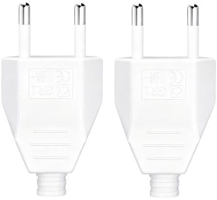 2 Stück Eurostecker Flach, Stromstecker, Flacher Eurostecker, Schuko Euro Stecker, Euro Stecker Flach (Weiß)