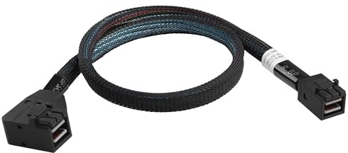 ELFJMZP Mini SAS HD SFF-8643 - Cable de 45 cm, recto hasta 90 grados, cable interno para servidor con cubierta trenzada y tapas protectoras, SAS 3.0 12 Gbps para centro de datos/RAID/SAN
