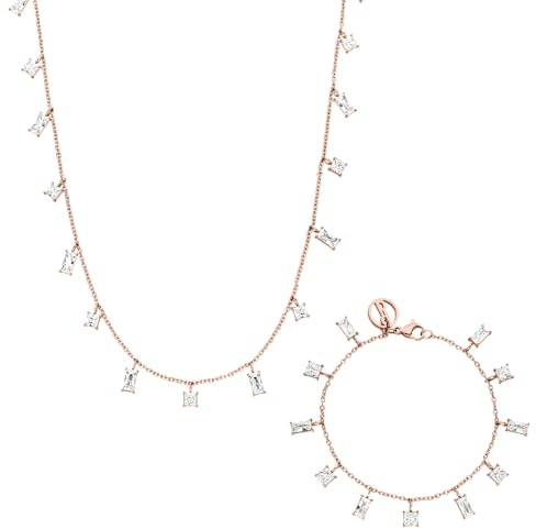Purelei Confident Set – 2-teiliges Schmuckset mit Powder Kette und Powder Armband – Edelstahl, Zirkonia, verstellbare Längen 16–45 cm – Gold/Silber/Roségold