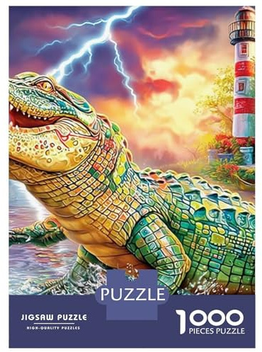 Krokodil im Dorf 1000 PC Karton DIY Drache im Nebel Puzzle Bundle, Spaß Für Erwachsene & Teenager, Stress Relief, Farben & Indoor-Freizeit 38x26cm/1000pcs