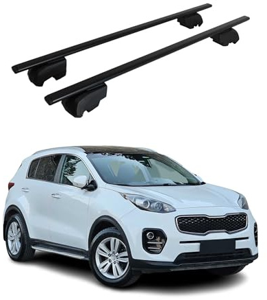 OMAC Dachtrager Quertrager fur Kia Sportage mk4 QL 2017-2022 – City Crash getestet – ISO PAS 11154:2006 – Abschliessbar – Max 75 kg – 2 Stangen Schwarz
