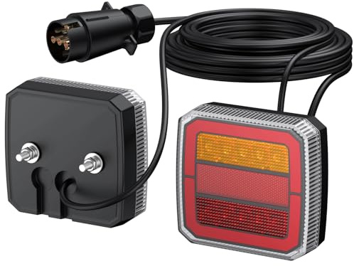 DTEANJU Anhänger Beleuchtung Komplett Set LED 12–30V, 7-polig mit Kabel, E-Mark, IP65 Rückleuchten für PKW Anhänger Wohnwagen
