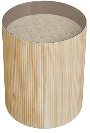 SVITA Carlo Beistelltisch Rund Wohnzimmertisch 39x48cm (Ø x H) Rattan-Optik Paulownia Holz Natur