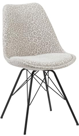 Stuhl SCANDINAVIA MEISTERSTÜCK - 86cm - beige grau - Chenille Metall-Beine | Schaumstoffpolsterung, hoher Komfort, pflegeleicht, langlebig, stabil, Design, bequeme Polsterung, vielseitig