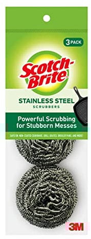 3m 214C 3 Count Scotch-Brite Stainless Steel Scouring Pads