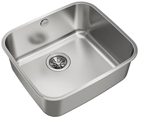 TEKA Fregadero Bajo Encimera 1 Seno 45 cm, Acero Inoxidable SilentSmart Profundidad 20cm Válvula Canasta, Modelo BE 45.40.20