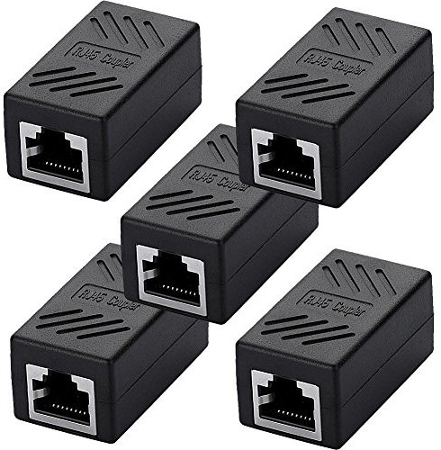 SIENOC Adaptador RJ45 para Cable de Red Ethernet Cat6 RJ45 Acoplador gigabit Hembra a Hembra (5 Pack, Negro)