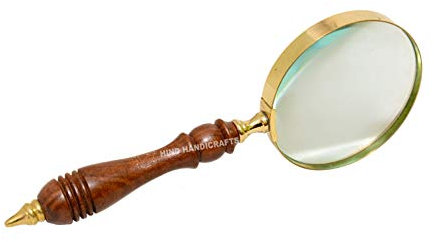 Handlupe mit 10,2?cm Premium Messing gerahmt Lupe mit Holz handgefertigt | B?ro Ware Deko Zoomen Objektiv | f?r Vater/Mutter/f?r Thanksgiving/Jahrestag