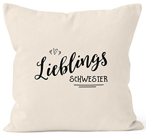 MoonWorks Kissenbezug Lieblingsschwester Geschenk Schwester Familie Geschwister Lieblingsmensch 40x40 Baumwolle Natur 40cm x 40cm