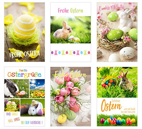 Edition Seidel Set 12 Premium Osterkarten mit Umschlag (2x6 = 12 Doppelkarten mit Briefumschlag) Karte Postkarte Ostern (20166z)