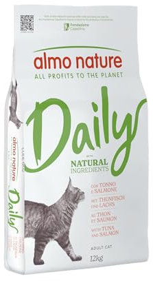 Almo Nature Daily Maintenance - Trockenfutter für Katzen - Thunfisch & Lachs - Alle Rassen - 12 kg