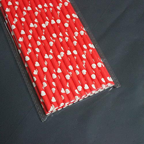 XAOBNIU Paille Blanche en Forme de Paille 100pse / Set en Forme d'amour Blanc (Couleur : Rouge)