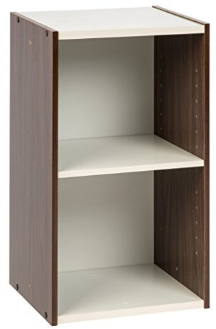 Iris Ohyama Platzsparendes Regal, Extra Breit, 2 Ebenen, Braun, Verstellbar, Modular, Für Wohnzimmer, Homeoffice, Schlafzimmer, Organisation, Bücher, CD, Dekor, Einfache Montage, UB-6035