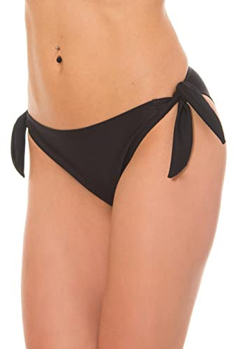 Aquarti Bikinihose Damen mit seitlicher Schnürung – Hüftslip Bikinihosen für Damen in Unifarben, Farbe: Schwarz, Größe: 40