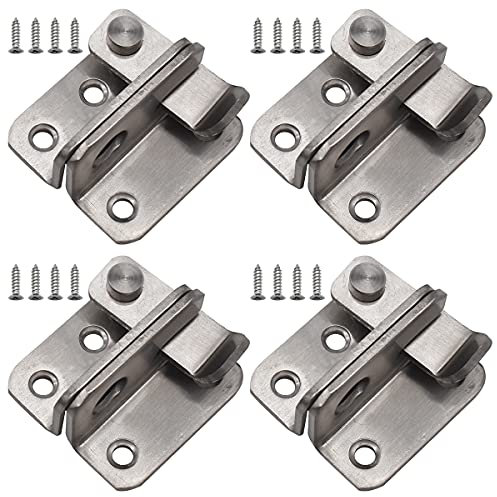 Loquet Porte Cadenas,RoadLoo 4 Pièces Porte à Pêne Petite Antivol Loquet,Acier Inoxydable Cadenas Moraillon Loquet de Portail avec 16 Vis Minuscule Fermoir à Cadenas Applicable aux Diverses Portes