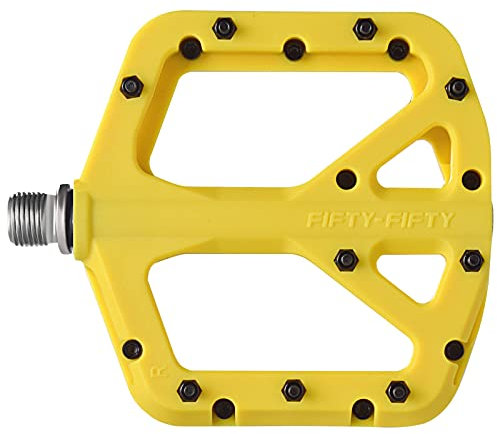 FIFTY-FIFTY Fahrradpedale, Nylon Composite MTB Pedale, rutschfest Mountainbike Pedale, 9/16 Zoll Flat Pedal MTB für All Mountain, Enduro, Downhill, E-Bike (Gelb)