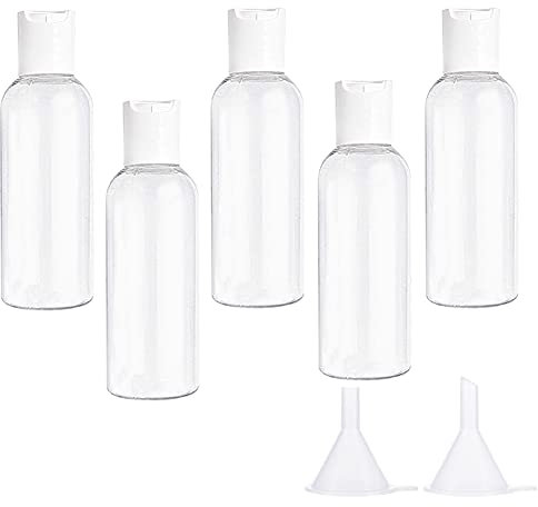 Qiuyan 5 Sets 100ml Plastic Bottles Empty Refillable Transparent Travel Bottles for Travel or Cosmetic - Clear