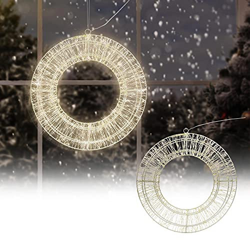 ECD Germany LED Metall Kranz Ø38cm mit 960 LEDs, Warmweiß, Hängekranz mit Timer, IP44 Wasserdicht, Innen/Außen, Strombetrieben, Weihnachtskranz Lichterkranz Türkranz Weihnachten Deko LED Lichterkette