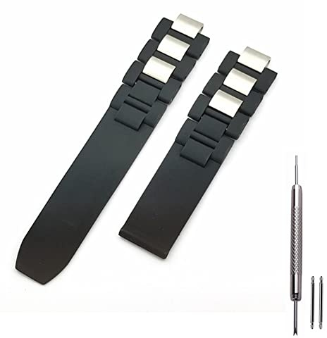 Kevisae Uhrenarmband aus schwarzem Gummi-Silikon, kompatibel mit Must De Cartier 21 Century Chronograph Quarz - Gummi-Uhrenarmband für 20 mm Cartier