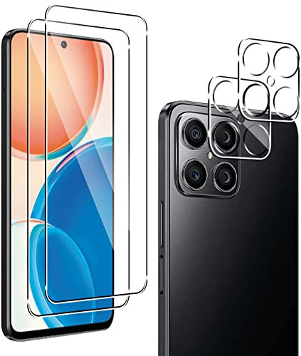 QULLOO 2 Pezzi Vetro Temperato Pellicola per Honor X8 4G con 2 Pezzi Pellicola Fotocamera Posteriore,[Durezza 9H,Anti-Graffio, Senza Bolle] Protettiva Protezione Schermo per Honor X8 4G