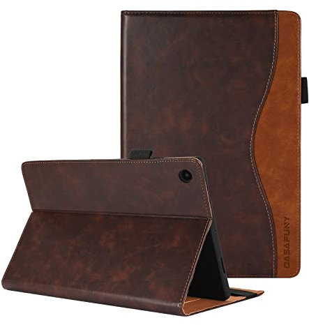 CASAFUNY Hülle für Samsung Galaxy Tab A8 10.5 Zoll SM-X200/X205/X207, Premium PU Leder Business Multi-Winkel Folio Schutzhülle Dokumentschlitze Tablet case für Samsung Galaxy Tab A8 2022/2021, Braun