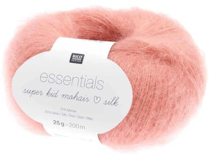Rico Knitting Essentials Super Kid Mohair Loves Silk – 2-lagig – flauschiges Spitzengarn – 056 Seabuckhorn