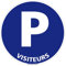 Panneau de Signalisation Autocollant. Panneau Interdiction. Panneau Parking, Panneau d'information Adhésif souple - Diamètre 125 mm - Parking visiteurs -
