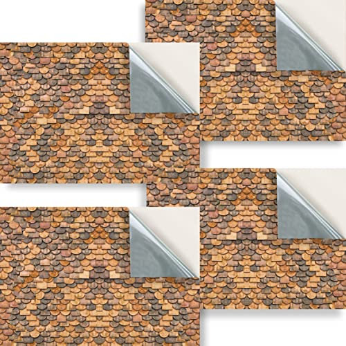Stick & Go Repositionable Self Adhesive Dolls House Wallpaper 1:24 Scale (Set of 4 Sheets) - Copper Slate Roof - No. 192