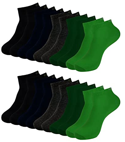 ONE STRANGE ROCK Herren Damen Sneaker Socken 5, 10, 15, 20, 30 Paar, Farbe:Schwarz/Blau/Grau/Grün - 10er Pack, Größe:39-42