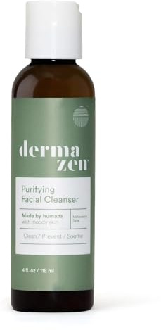 Dermazen Purifying Facial Cleanser Steroid-Free, Malassezia-Safe | 4oz | A gentle, daily cleanser to wash away flakes & buildup. Calms visible redness, leaving skin feeling clean, calm and balanced