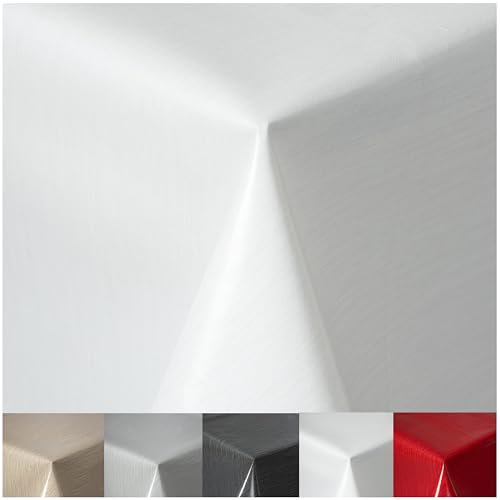 Wachstuchtischdecke Tischdecke abwaschbar PVC Plastik-Tischdecken Gartentischdecke RUND OVAL ECKIG Rechteckig Outdoor Wachs Tafeldecke (Weiss, Eckig 130x260cm)