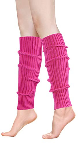 ONUPGO Stulpen für Frauen 80er Jahre Party Zubehör 80er Jahre Neon stricken gerippte Stulpen Mädchen Junior Winter Stulpen Socken (Pink)