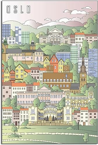 WEYUE Leinwand Poster Oslo Vintage Reiseposter, Heimdekoration, Wandkunst, Wandgemälde, dekorative Gemälde Ungerahmt 50x75cm