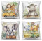 ASDCXZ Kinder Kissenbezug 50x50 cm 4er Set, Niedlich Tier Elefant Nilpferd Löwe Giraffe Sofa Dekokissen Kissenbezüge Kissenhülle Waschbar Polyester Flachs Textil Outdoor Kopfkissenbezug Kissen Bezug