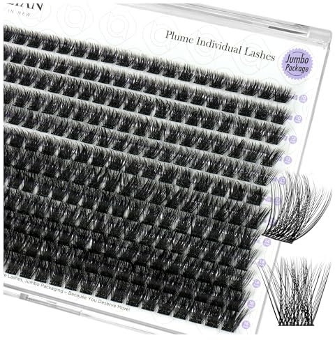 BEYELIAN Lot de 264 faux cils recourbés ultra fins et doux, effet naturel - D, noir, 10-16 mm