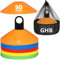 GHB Hütchen Fussball Hütchen 50er Fußball zubehör Slalom Hütchen Markierungshütchen für Fussball Training Agilität Geschenk Jungen Kinder Spieler mit Halter und Tragetasche