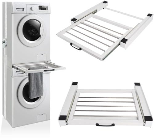Gekufa Stacking Kit for Washer and Dryer, Stacking Kits with Sliding Shelf for Washing Machine and Tumble Dryer Stacking Shelf with Ratchet Ropes