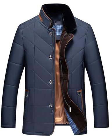 Winterjacke Mantel Für Männer Verdickte Thermojacke Reißverschluss Tasche Knöpfe Mode Warme Tunika Casual Business Workout Sportlich Jugend Outwear Herren Mantel Trenchcoat Männer, #20067Dark Blue, XL