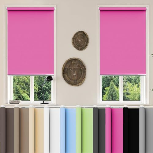 Fensterrollo Rollo 110 x 150 cm Sichtschutz Ohne Bohren Seitenzugrollo für Schlafzimmer, Badezimmer, Wohnzimmer Fenster und Tür, Rosa