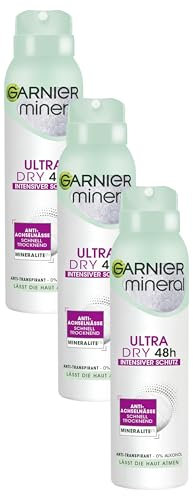 Garnier Deo-Spray, Anti-Transpirant, intensiver Schutz vor Körpergeruch & Achselnässe, bis zu 48 h Wirkung, Mineral UltraDry (Packung mit 3)