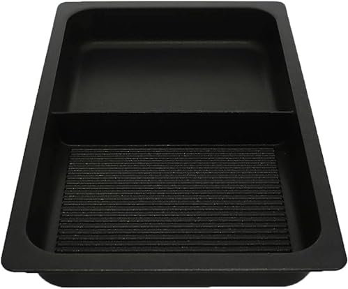 AMT Gastroguss Gastronorm - Behälter hoch GN 1/1 geteilte Segmente (glatt/Grillboden), Nicht-Induktion, 53 cm x 32,5 cm, 5,5 cm hoch, ohne Griffe, Lotan® Antihaft-Veredelung, AMZN-55333GS