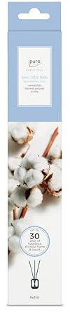 ipuro Essentials Scented Stick Cotton Fields - Raumduftstäbchen mit sanftem, pudrigem Duft & einem Hauch Vanille - Duftstäbchen aus Holz ohne Flüssigkeit - Raumerfrischer - Raumduft Sticks ohne Vase